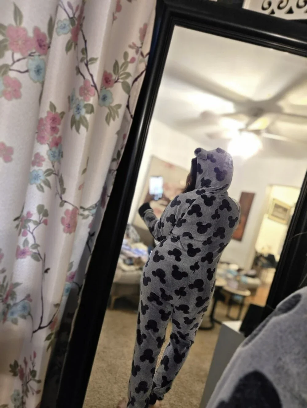Disney Grey and Black Mickey Fleece Onesie Pajamas - Picture 4 of 7